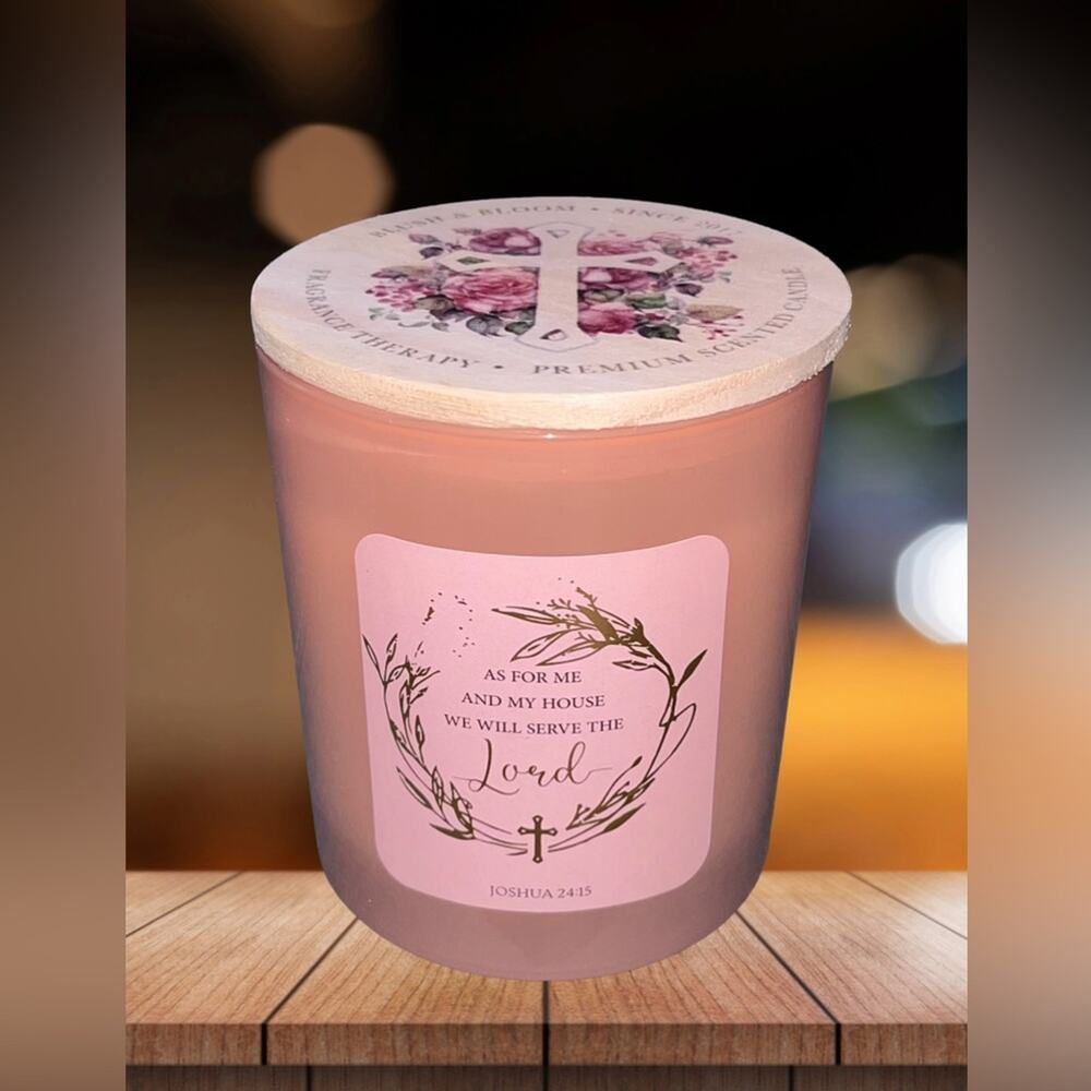 NEW! Le Chandelle Blush & Bloom Premium Blooming Glory 10oz Candle Joshua 24:15